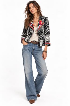Aldo Martin`s Blazer schwarz gemustert Boho Gr. 42 Jacquard
